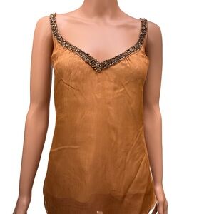Elie Tahari Carmel Beaded Tank Top Laya Blouse Large NWT